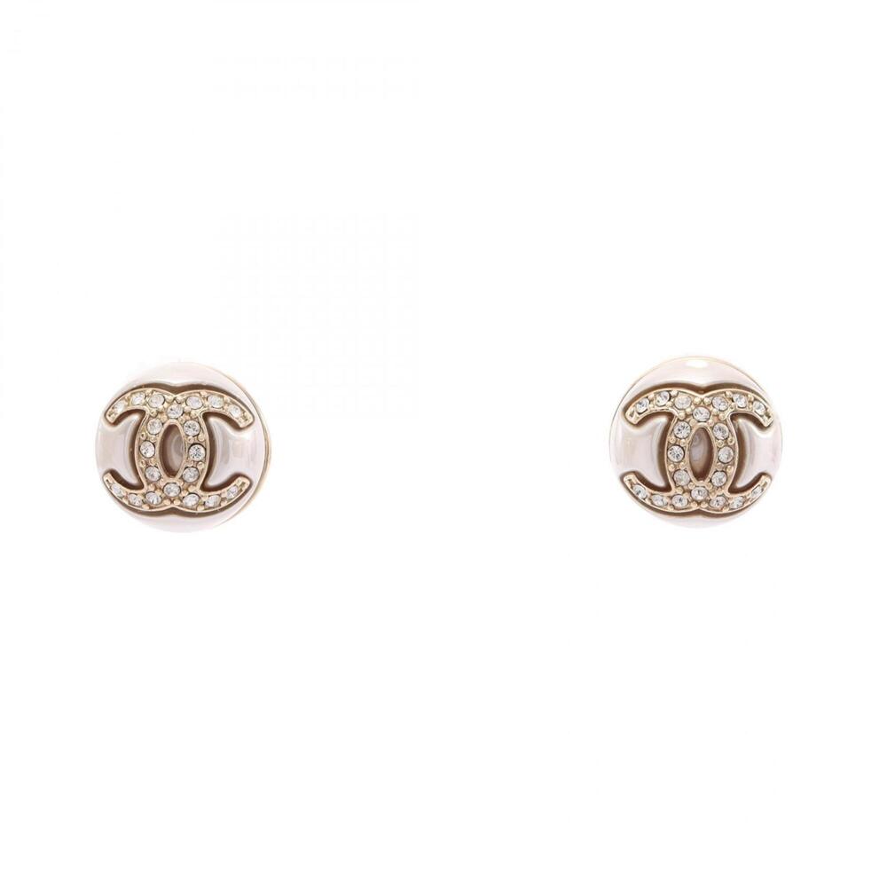 CHANEL White Pearl Logo Earrings